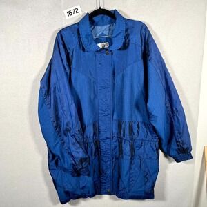 Vintage Lavon By Cheerful Corp Jacket Womens L Blue Nylon Full Zip Windbreaker